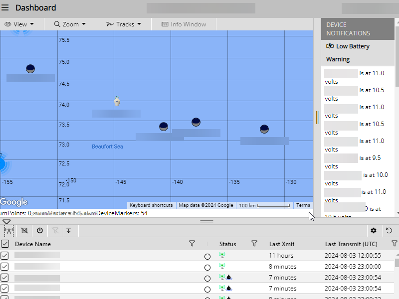 Pacific Gyre data dashboard